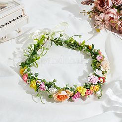 Haargummis aus Kunststoff mit Blumen&nbsp;OHAR-WH0011-66