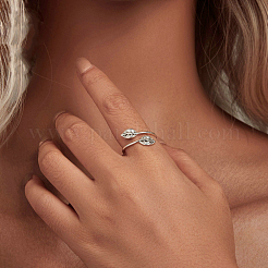 Blatt rhodinierte 925 Sterling Silber Manschettenringe für Damen&nbsp;FS-WG878D5-01