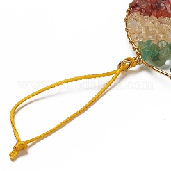 Chakra flach rund mit Baum des Lebens Draht umwickelte Windspiele&nbsp;HJEW-H054-01