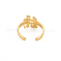 Anillo abierto de acero inoxidable 304 con revestimiento iónico (IP) para mujer&nbsp;RJEW-S405-156G-I