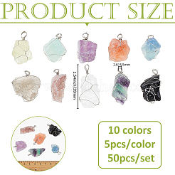 Pendenti con pietre preziose naturali 50 pz 10 colori&nbsp;PALLOY-FH00141