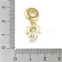 Gestellvergoldete europäische Anhängeranhänger mit Pavé-Kubikzirkonia aus Messing&nbsp;X-KK-R163-08B-G