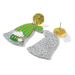Boucles d'oreilles pendantes en acrylique étincelant de la Saint-Patrick&nbsp;EJEW-P243-A04