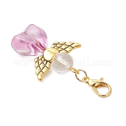 Pendentif décoratif en forme d'ange en forme de cœur en verre transparent&nbsp;HJEW-JM04410