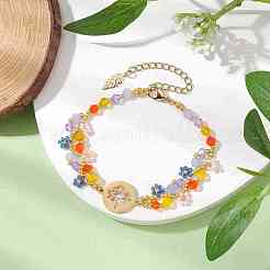 Bracelets de perles de rocaille en verre à fleurs colorées pour femmes&nbsp;BJEW-MZ00068