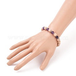 Naturelles améthyste bracelets en perles rondes extensibles&nbsp;BJEW-JB05607-02
