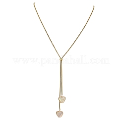 Verstellbare Lariat-Halskette mit geometrischer Quaste aus Messing und naturweißen Muscheln&nbsp;NJEW-JN06259