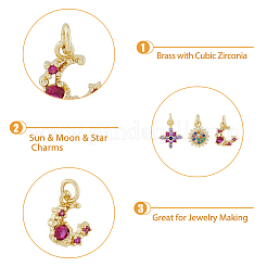6 pz 3 charms in ottone stile micro pavé di zirconi cubici&nbsp;KK-DC0003-17