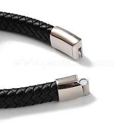 Geflochtene Armbänder aus schwarzem PU-Leder für Herren&nbsp;BJEW-K243-13AS