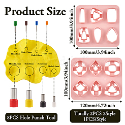 2 Stück 2 Stile Trapez & Rechteck & Tropfen & Quadrat ABS-Kunststoff Plastilin Werkzeuge&nbsp;DIY-TA0005-58