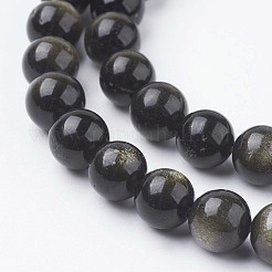 Natürliche goldenen Glanz Obsidian Perlen Stränge&nbsp;X-G-C068-8mm-9