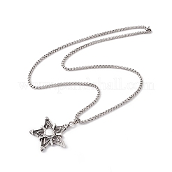 Collier pendentif étoile en alliage avec chaînes en acier inoxydable 304&nbsp;NJEW-C007-08AS
