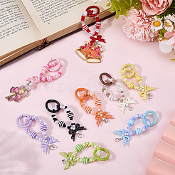 9 pendentif décoratif en perles acryliques avec nœud papillon de 9 couleurs&nbsp;HJEW-SC0002-04