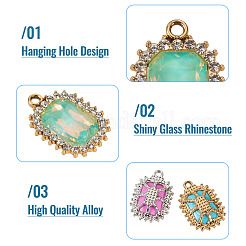 40 pendentif en strass de verre de couleur mixte en alliage plaqué UV de 2 couleurs&nbsp;FIND-PJ0001-41