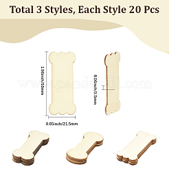 60 Stück 3 Stile Holzfadenwickelbretter&nbsp;DIY-SC0031-10B