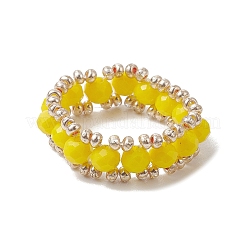Facettierte Rondell-Glasperlen-Stretchringe für Damen&nbsp;RJEW-JR00824