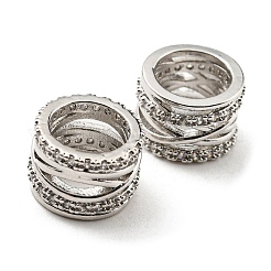 Rack-Plattierung Messing Micro Pave Kubisch Zirkonia European Beads&nbsp;KK-F856-09P