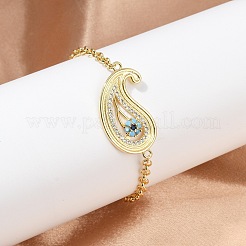 Bracelets à maillons en laiton avec zircone cubique de micro pave&nbsp;BJEW-H202-03G
