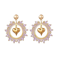 Pendientes colgantes con forma de corazón de hierro&nbsp;EJEW-MZ00405-02