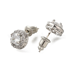 Boucles d'oreilles en laiton plaqué micro pavé de zircone cubique&nbsp;EJEW-I304-19P-09