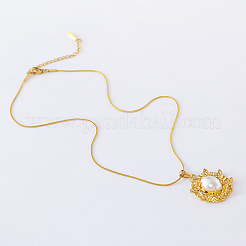 3 collar con colgante de flor de perla de imitación pavé de acero inoxidable estilo francés vintage para mujer&nbsp;LI4518
