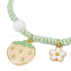 Braccialetti con ciondolo in lega smaltata a forma di fiore e fragola&nbsp;BJEW-JB11696-05
