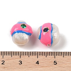 Perla keshi natural con cuentas de esmalte de circonita cúbica&nbsp;PEAR-G014-06A