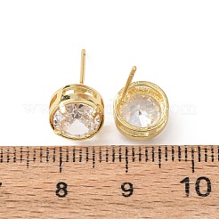 Boucles d'oreilles en laiton zircon cubique micro pavé clair&nbsp;EJEW-C174-02H-G