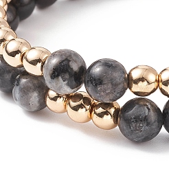 Ensemble de bracelets extensibles en larvikite naturelle&nbsp;BJEW-JB08418