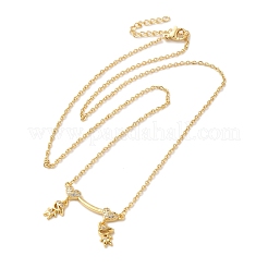 Collane con ciondolo in ottone micro pavé di zirconi cubici trasparenti per ragazze e ragazzi per San Valentino&nbsp;NJEW-K381-01C-G