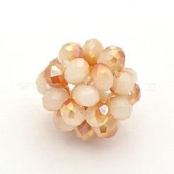 Perles rondes en cristal de verre de jade imitation rondelle tissées&nbsp;GLAA-A034-6mm-E