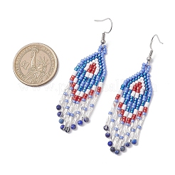 Pendientes colgantes de rombos de lapislázuli natural&nbsp;EJEW-MZ00567-01