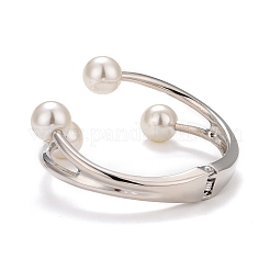 Involucro in filo di lega con bracciale rigido in plastica con perle&nbsp;LS-BJEW-K223-08P