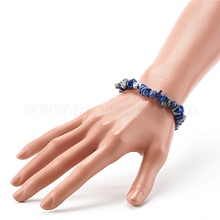 Bracelets extensibles en perles de lapis-lazuli naturels pour enfants&nbsp;BJEW-JB06388-04