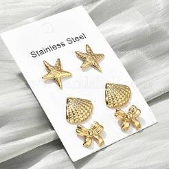 3 paire de boucles d'oreilles à tige en acier inoxydable 304&nbsp;EJEW-D353-03G-01