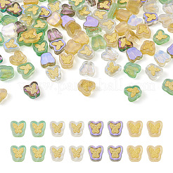 96 Stück 4 Farben galvanisieren transparente handgemachte Bunte Malerei-Perlen&nbsp;LAMP-CW0001-02