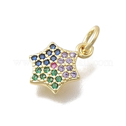 Messing Micro Pave Zirkonia Schneeflocken Charms&nbsp;KK-D431-041B-G