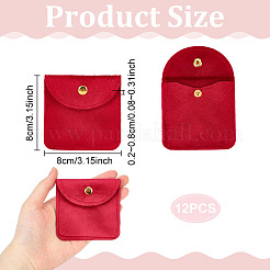 12 pochette de rangement en velours avec bouton-pression pour boucles d'oreilles&nbsp;ABAG-UN0001-17B