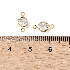 Breloques connecteurs plates rondes en laiton pavé de zircone cubique shegrace&nbsp;XGRQ2O490-443A-G