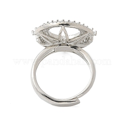 Anillo ajustable con micropavé de circonita cúbica de latón redondo y plano&nbsp;LS-KK-K297-06P