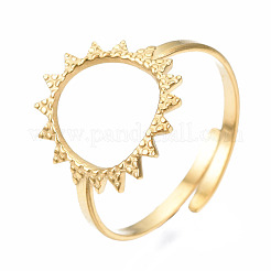 Offener Manschettenring aus 304 Edelstahl mit Sonnenmotiv&nbsp;RJEW-T023-84G
