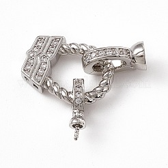 Messing Micro Pave klare Zirkonia Falte über Verschlüsse&nbsp;KK-K271-09P