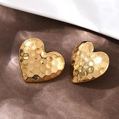 Pendientes de botón con forma de corazón de acero inoxidable 304&nbsp;EJEW-I320-24G-04