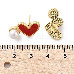 Orecchini a bottone in ottone a forma di cuore&nbsp;EJEW-C141-01G-03