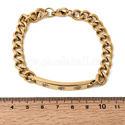 Armbänder aus Edelstahl 304 mit Mikropavé-Fassung aus Zirkonia im kubanischen Gliederstil&nbsp;BJEW-D408-01G