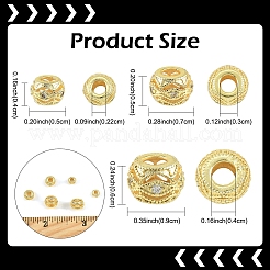 9 Stück 3 Stile Messing Micro Pave klare Zirkonia Perlen&nbsp;KK-YW0004-43G