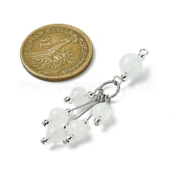 Gros pendentifs à pompon rond en jade blanc naturel&nbsp;PALLOY-JF03281-04