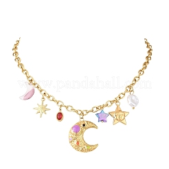Halsketten aus Edelstahl 304 mit Kunststoff-Anhänger für Damen&nbsp;NJEW-K300-04G