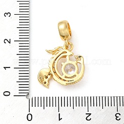 Ciondoli pendenti europei in ottone placcato a cremagliera con pavé di zirconi cubici trasparenti&nbsp;KK-K349-18G