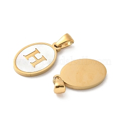 Coquillage naturel ovale avec pendentifs initiaux&nbsp;STAS-I351-23G-H